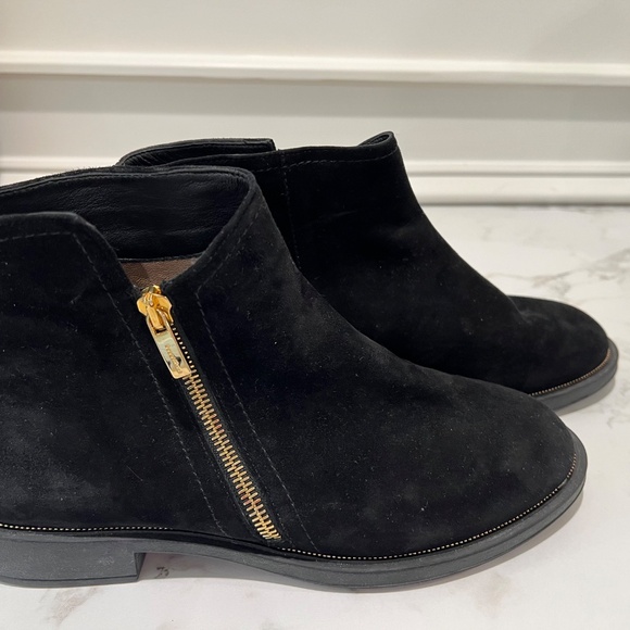 Beautifeel Black Suede Booties with Gold Zipper, Sz 38 - Picture 4 of 9